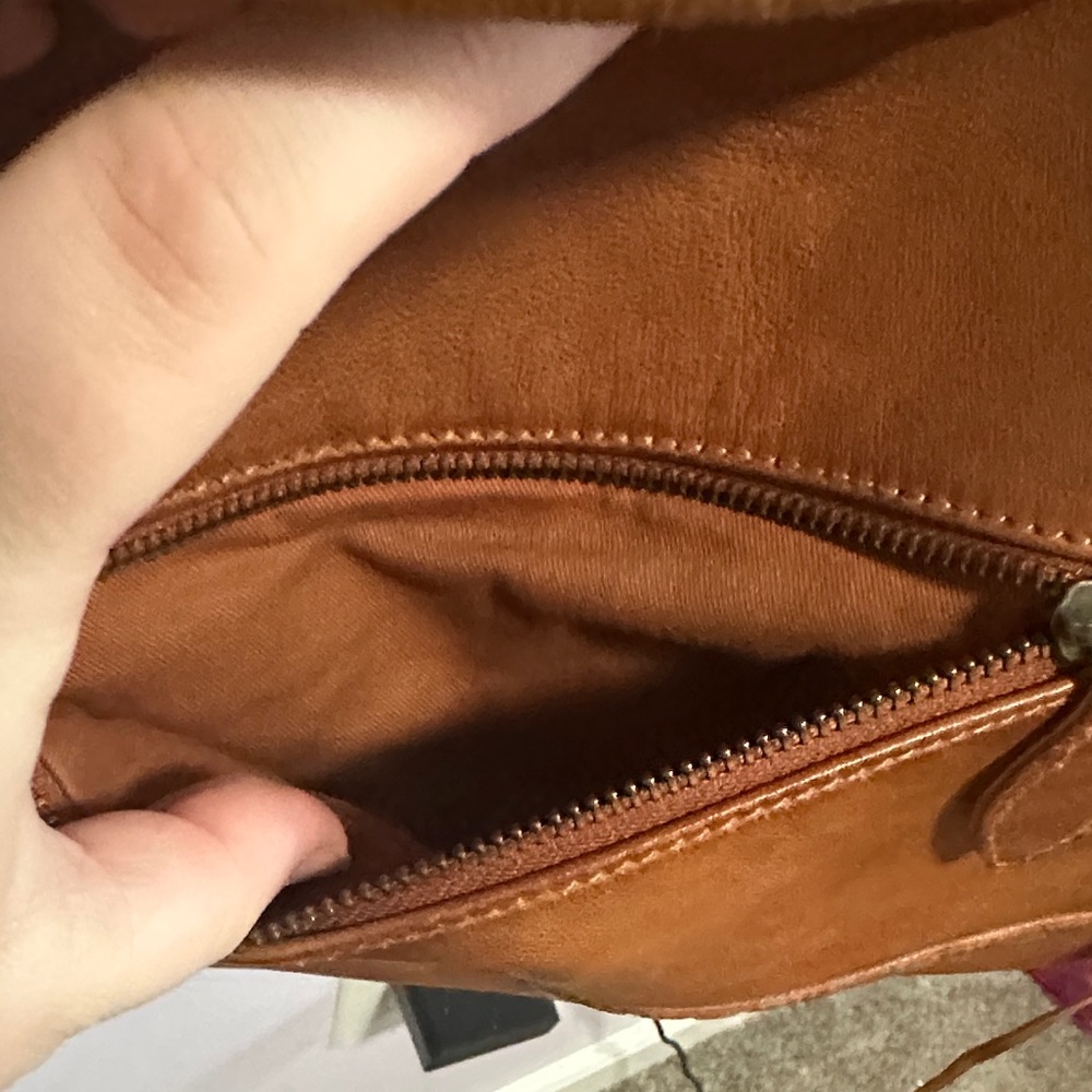 Scully Tan Leather Crossbody Bag with Diamond Accents - Picture 5 of 16